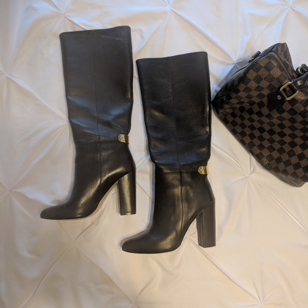 Brown leather boots